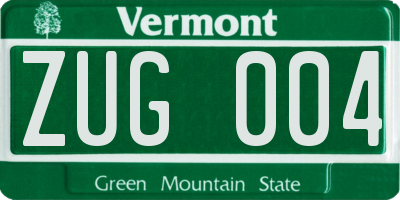 VT license plate ZUG004