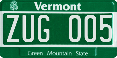 VT license plate ZUG005
