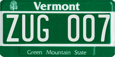 VT license plate ZUG007