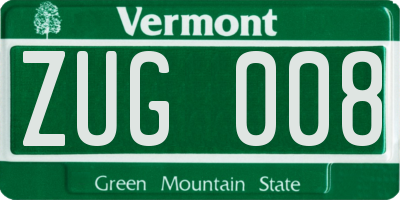 VT license plate ZUG008