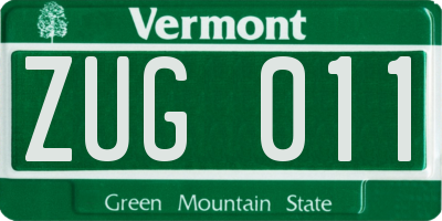 VT license plate ZUG011