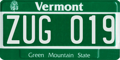 VT license plate ZUG019