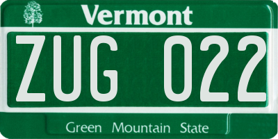 VT license plate ZUG022