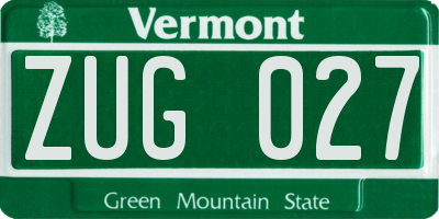 VT license plate ZUG027