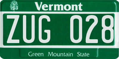 VT license plate ZUG028