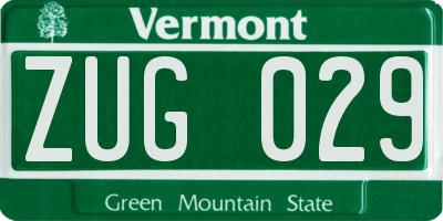 VT license plate ZUG029