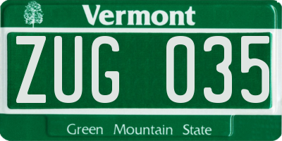 VT license plate ZUG035