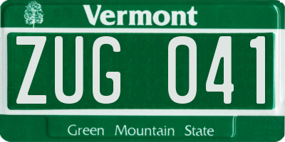 VT license plate ZUG041