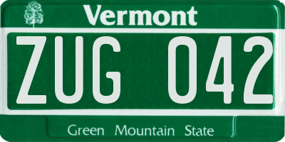 VT license plate ZUG042