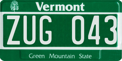 VT license plate ZUG043