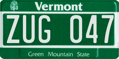 VT license plate ZUG047