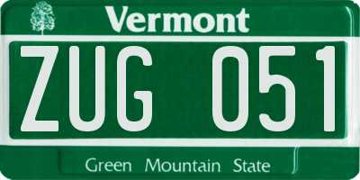 VT license plate ZUG051