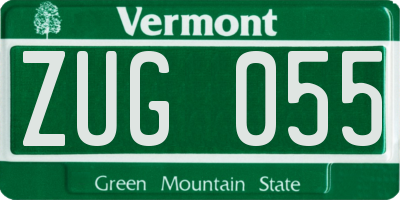 VT license plate ZUG055