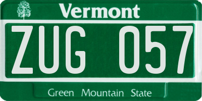 VT license plate ZUG057