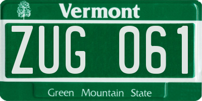 VT license plate ZUG061