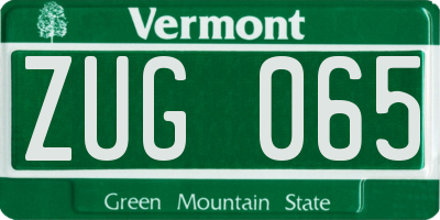 VT license plate ZUG065