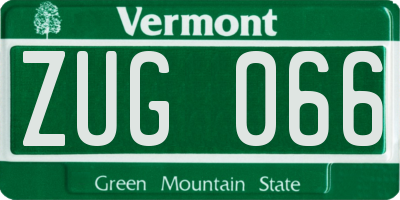 VT license plate ZUG066