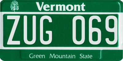 VT license plate ZUG069