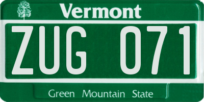 VT license plate ZUG071
