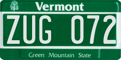 VT license plate ZUG072