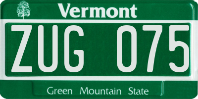 VT license plate ZUG075
