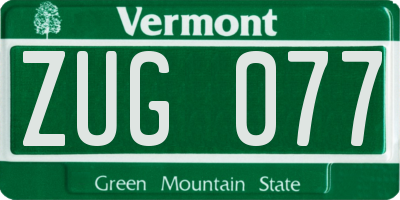 VT license plate ZUG077