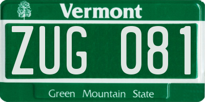 VT license plate ZUG081