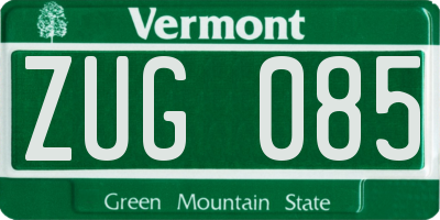 VT license plate ZUG085