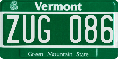 VT license plate ZUG086