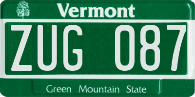 VT license plate ZUG087