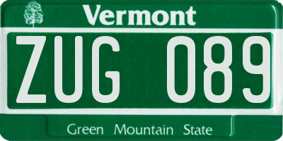 VT license plate ZUG089