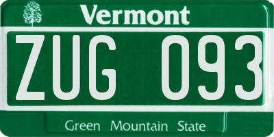 VT license plate ZUG093