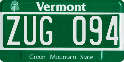 VT license plate ZUG094