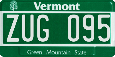 VT license plate ZUG095