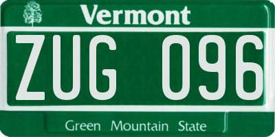 VT license plate ZUG096