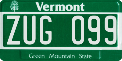 VT license plate ZUG099