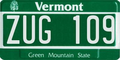 VT license plate ZUG109