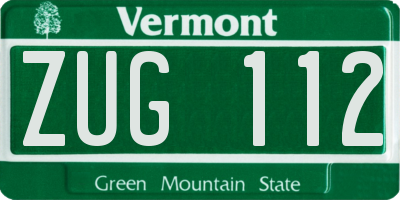 VT license plate ZUG112