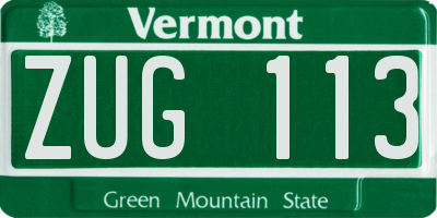 VT license plate ZUG113