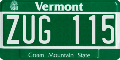 VT license plate ZUG115