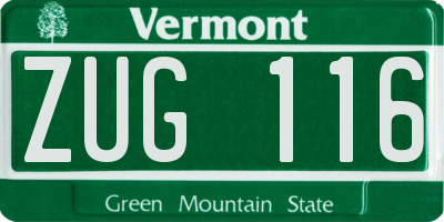 VT license plate ZUG116