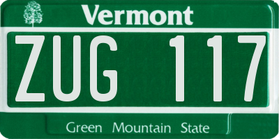 VT license plate ZUG117