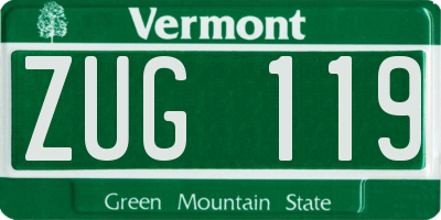 VT license plate ZUG119