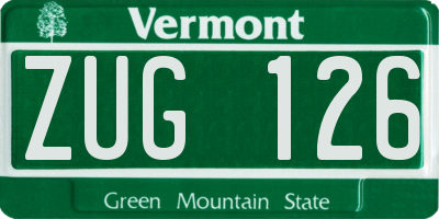 VT license plate ZUG126