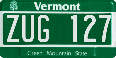VT license plate ZUG127