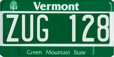 VT license plate ZUG128
