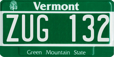 VT license plate ZUG132