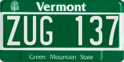 VT license plate ZUG137