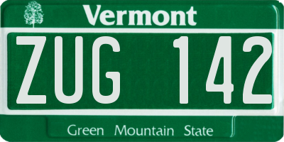 VT license plate ZUG142