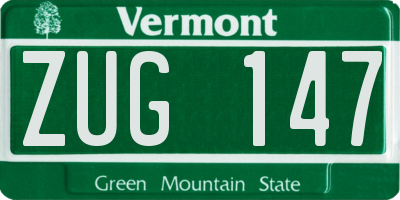 VT license plate ZUG147